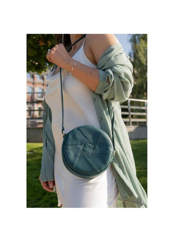 Кожаная круглая сумка женская через плечо Бон-Бон зеленая BlankNote (302008143)