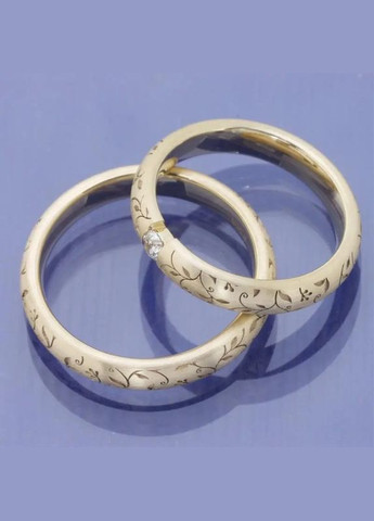 Золотистое женское и мужское кольцо роскошное обручальное колечко с оригинальными узорами 5 мм р 18 Fashion Jewelry (285110767)