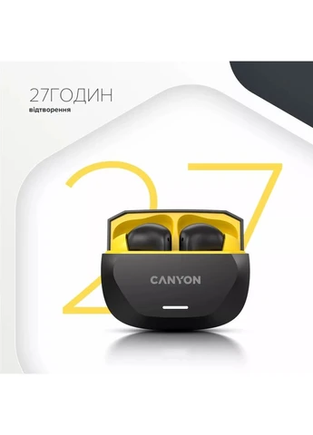 Навушники Hexagon 7 TWS ANC+ENC Wireless Charge Black/Yellow (CNS-TWS7BY) Canyon (401894400)