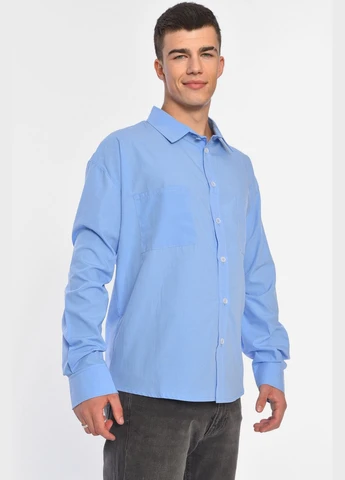 Сорочка чоловіча однотонна блакитного кольору Let's Shop (305296640)