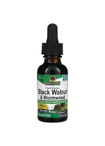 Чорний волоський горіх і полин для дітей та дорослих 2000 мг Black Walnut Wormwood 30 мл без спирту Nature's Answer (291985949)
