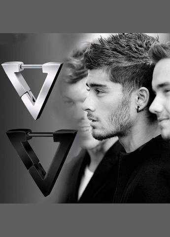 Мужские женские черные серьги трехугольники из нержавеющей сталив готик панк Liresmina Jewelry (304751413)