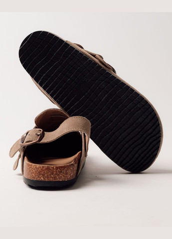 Бежевые сабо на платформе с пряжкой замша ALLSY на платформе