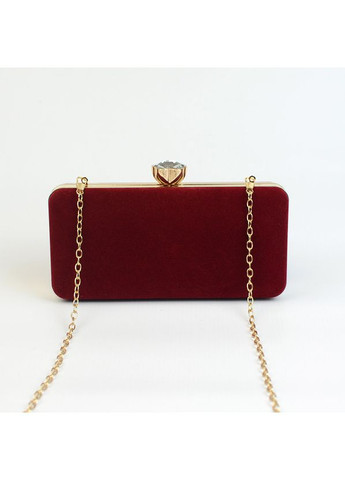 Клатч бокс вечірній жіночий маленький велюровий випускний темно-червоний на ланцюжку No Brand (354182800)