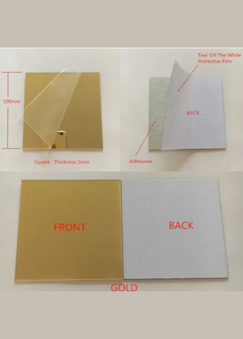 Дзеркальні акрилові наклейки квадрати золоті 10 х 10 см 5 шт набір Б317 No Brand (302241846)