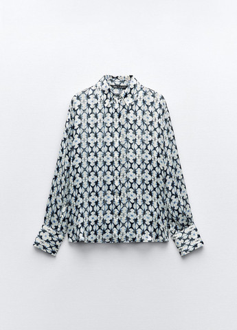 Молочная повседневный рубашка с абстрактным узором Zara