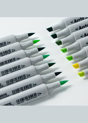 Спиртовые маркеры OROS ASM03GN 24 цветов, зеленые оттенки. Arrtx (314832547)