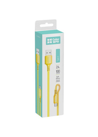 Кабель USB - USB Type-C (soft silicone) 2.4а 1 м Yellow (CW-CBUC043-Y) Colorway (322915348)