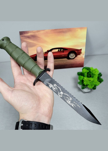 Военный австрийский нож Glock FM81 с гравировкой с фиксированным клинком с ножнами (хаки) арт.63901 Grand Way (370169229)