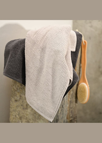 Рушник MY HOME «ХВИЛЯ» 30х50 см Бавовна Кремовий (BT-08 S CREAM) МВМ сірий