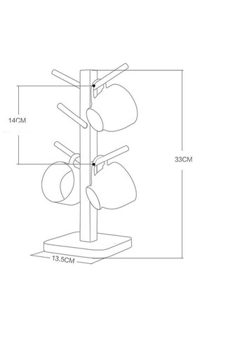 Стойка для чашек из дерева Лори бланже (СДК-001801) No Brand (327845831)