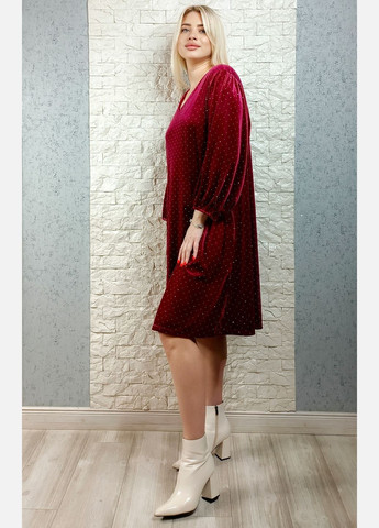 Бордова святковий, коктейльна сукня а-силует Made in Italy однотонна