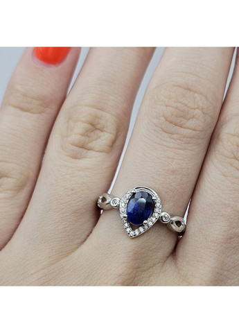 Каблучка срібна з сапфіром та кубічним цирконієм 18 3,03 г No Brand (370142332)