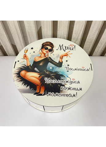 Подарунковий бокс в дерев'яній коробці у формі кола з мильними трояндами, чашкою та солодощями No Brand (354820434)