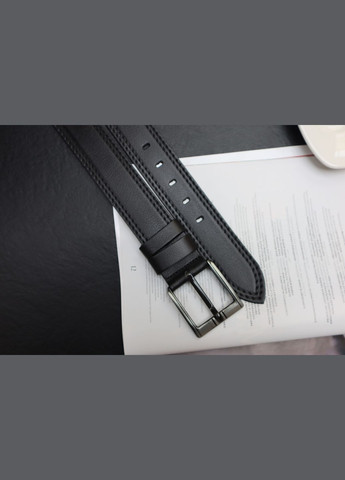 Чоловічий ремінь чорний з пряжкою рядок натуральна шкіра 502017 No Brand (315424571)