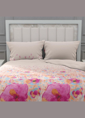 Микрофибровое постельное белье принт цветы Семейный 2 по 150x210 см Пудровый (М-P-0137-03) No Brand (348095066)