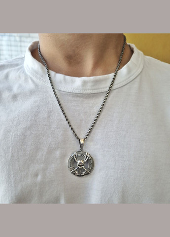 Срібна підвіска Круглий кулон Україна або Смерть срібло 925 проби Чорнене 1913 6.60г No Brand (306741384)