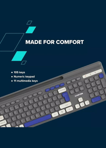 Клавіатура HKB-W03 Wireless UA Beige (CNS-HKBW03BG) Canyon (327414767)