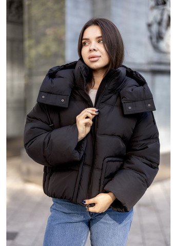 Чорна зимня жіноча зимова коротка куртка oversize 75362 Towmy