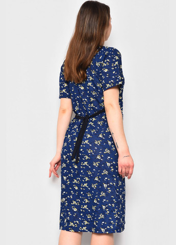 Халат жіночий напівбатальний з квітковим принтом темно-синього кольору Let's Shop (279724050)
