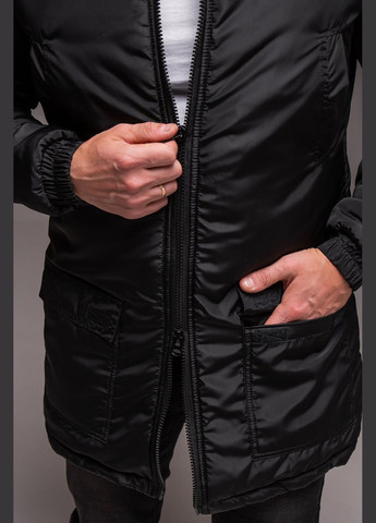 Черная демисезонная куртка удлиненная утеплитель синтепон 200 силиконизированный No Brand