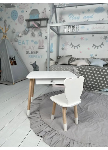 Столик дитячий зі стільцем Ведмедик 46x60x45 см Білий (2183862681) No Brand (371687324)
