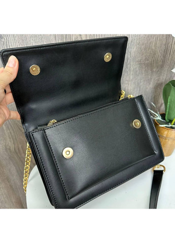 Міні сумочка на ланцюжку чорна екошкіра для жінок з м'якою текстурою та магнітом ProDobro (363259421)