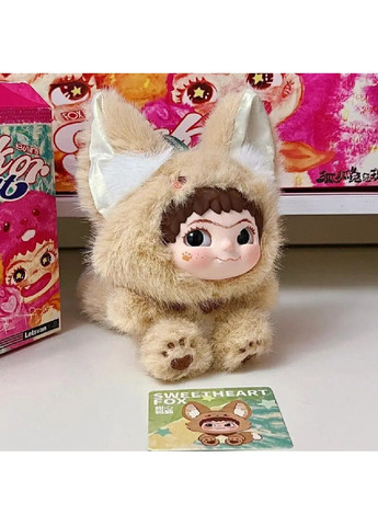 Мягкая плюшевая игрушка брелок лисичка Лабубу с ушками петлей для подвешивания на рюкзак сумку (481242-Prob) Коричневая Unbranded (358494931)