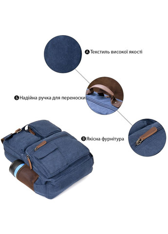 Унісекс рюкзак дорожній текстильний з кишенями для ноутбука Vintage синій (sku_20621) No Brand (329860373)