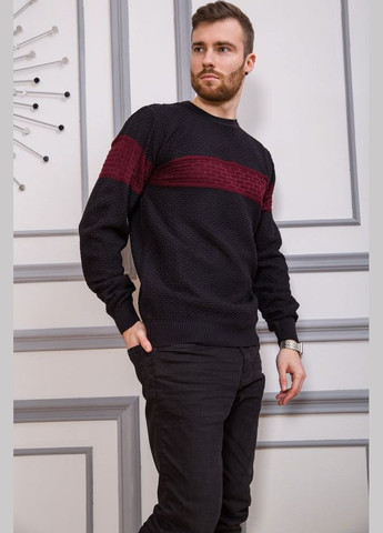 Комбинированный зимний свитер мужской, цвет черно-бордовый, Ager