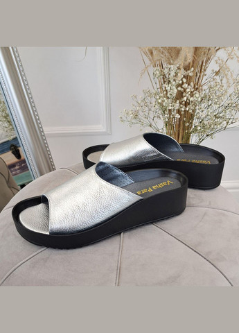 Жіночі шльопанці, на потовщеній підошві, колір срібло. 36 розмір Vasha para (331346143)