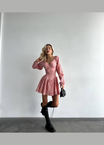 Женский комбинезон FINO Mode комбинезон-шорты цветочный персиковый повседневный, кэжуал, коктейльный, вечерний муслин