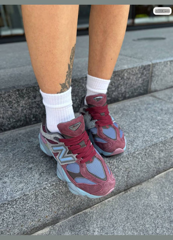 Жіночі кросівки NB бордово-блакитні в стилі New Balance натуральний замш + текстиль No Brand бордові демісезони (338620967)