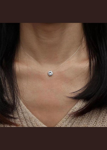 Кулон прозорий камінчик на волосіні-резинці під срібло з подвійним кріпленням No Brand (346477237)