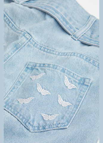 Голубая джинсовая с рисунком бабочки юбка H&M