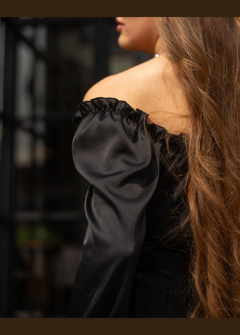 Чорна жіноча сукня міді з шовку армані чорний Maybel