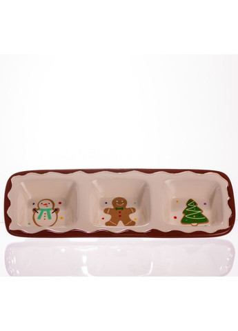 Менажниця порцелянова Merry Christmas на 3 секції 30×11×2.5 (см) прямокутна CR-1-41 Yiwu (370705913)