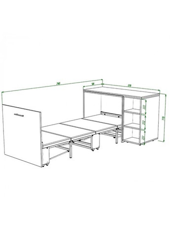 Кровать-трансформер + Письменный стол + Тумба + Комод (4 в 1) Knap Knap Sirim-C2 (369637077)