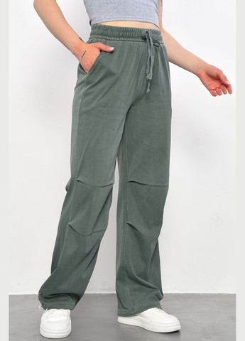 Штаны женские полубатальные зеленого цвета Let's Shop (293476709)