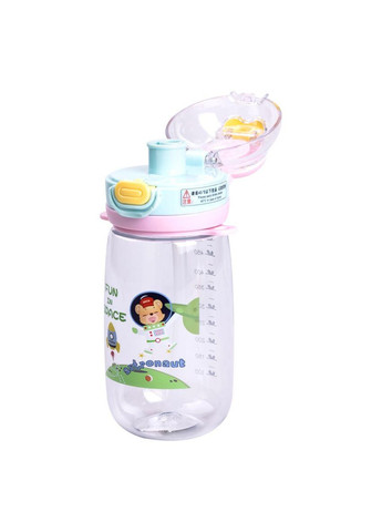 Пляшка для води дитяча 550 мл з ремінцем і трубочкою для спорту та школи 20 см Зелена HP-14-45GR Yiwu (361851110)