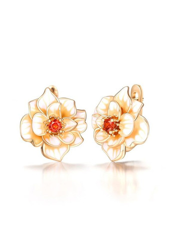 Сережки Розкішна квітка для леді 1.8 см золотаві Liresmina Jewelry (294321304)