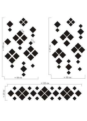 Декоративные зеркальные наклейки интерьерные акриловые на стену Вышиванка 28 шт. Ваша Світлість (366334718)