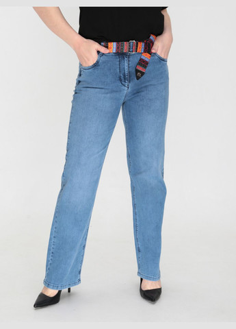 Джинсы женские голубые тонкие прямые со стрейчем Палаццо Adorati - (322999525)