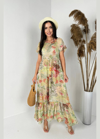 Комбинированное повседневный, кэжуал нежное и воздушное платье в цветочный принт INNOE с цветочным принтом