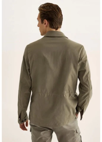 Оливкова (хакі) демісезонна куртка-сорочка Massimo Dutti