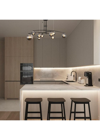 Чорна сучасна люстра на 9 білих плафони (52-9827-9 BK+BK) No Brand (370071442)