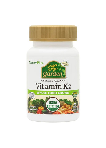 Витамины и минералы Source of Life Garden Vitamin K2 120 mcg, 60 вегакапсул Natures Plus (293341379)