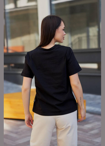 Чорна літня футболка жіноча з коротким рукавом No Brand