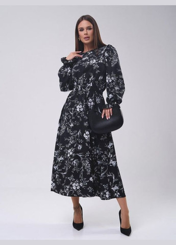 Чорна сукня sa-549 чорна ISSA PLUS однотонна