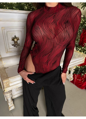 Жіноче боді з довгим рукавом та хвилястим візерунком MonCher (371771375)